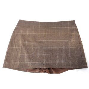 Emerson Lang Young Contemporary Brown Plaid Skort Size Medium